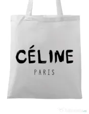 Sacosa din panza Celine paris Alb