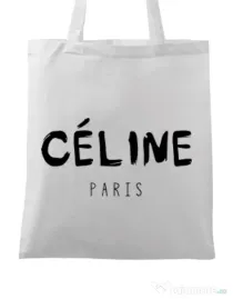 Sacosa din panza Celine paris Alb