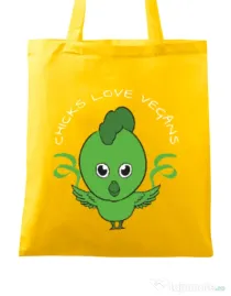 Sacosa din panza Chicks love vegans Galben