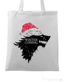 Sacosa din panza Christmas is coming Alb