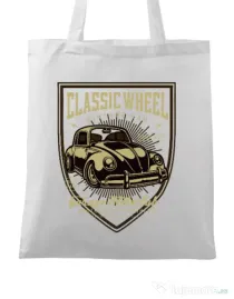 Sacosa din panza Classic Wheel Alb