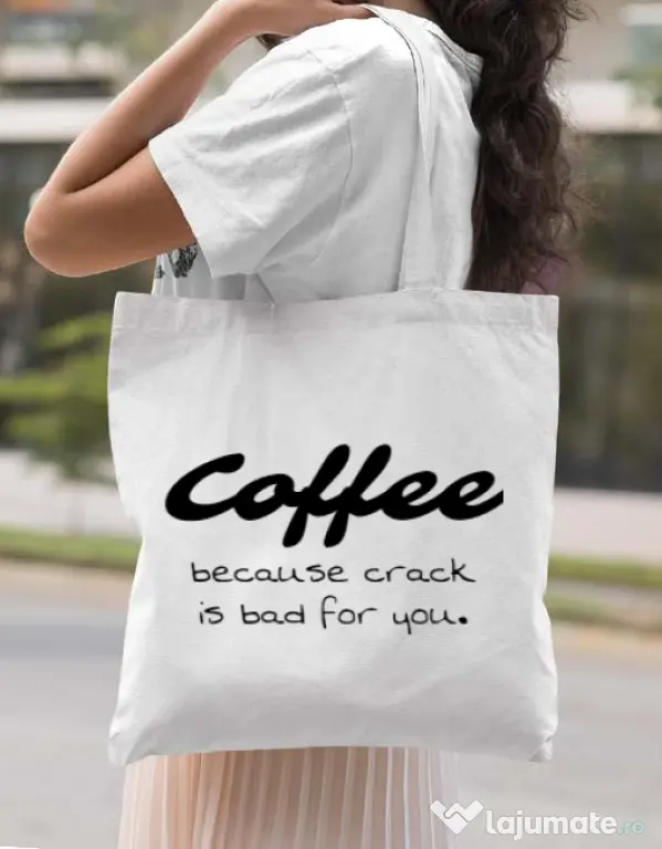 Sacosa din panza Coffee Alb