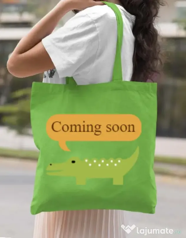 Sacosa din panza Coming soon Verde mar