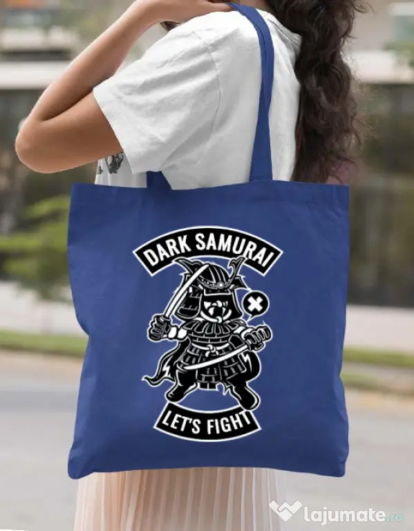 Sacosa din panza Dark samurai Albastru regal