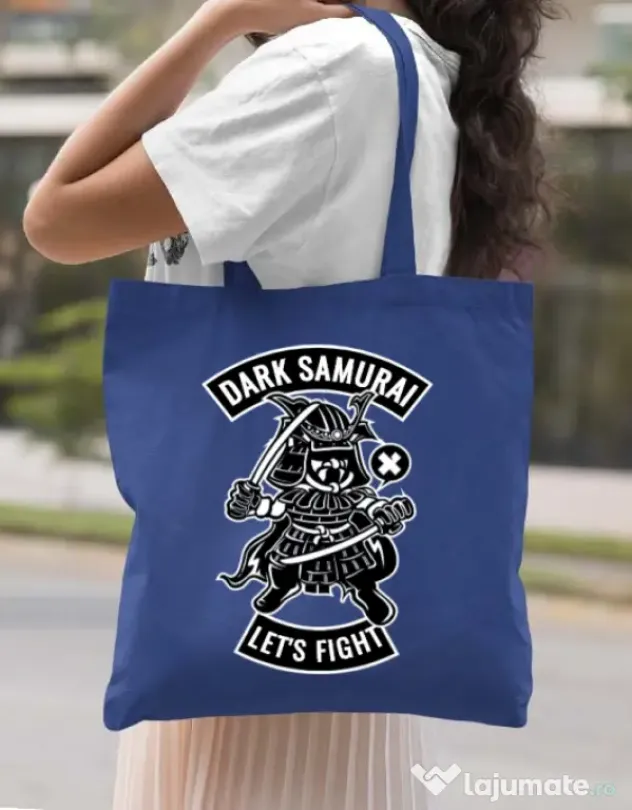 Sacosa din panza Dark samurai Albastru regal