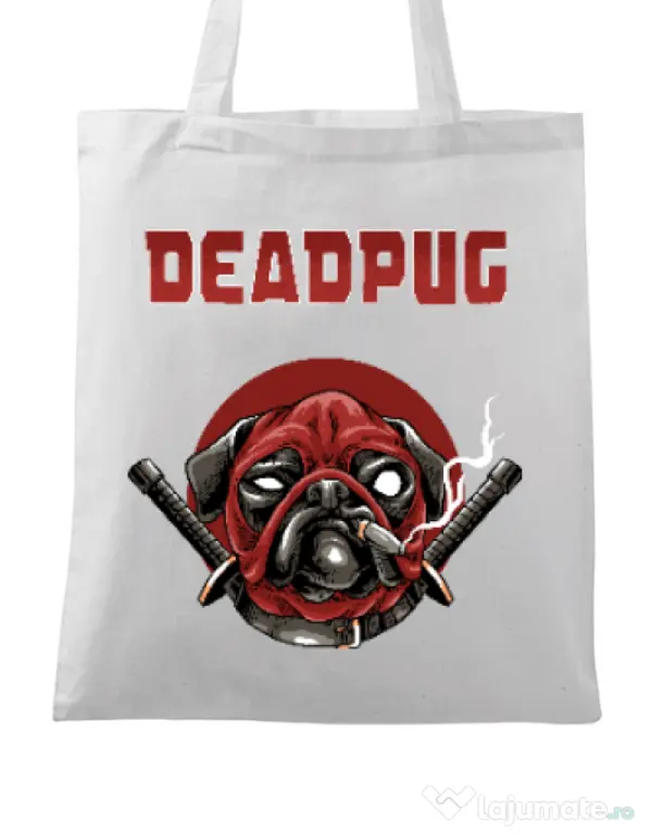 Sacosa din panza Deadpug Alb