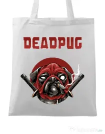 Sacosa din panza Deadpug Alb