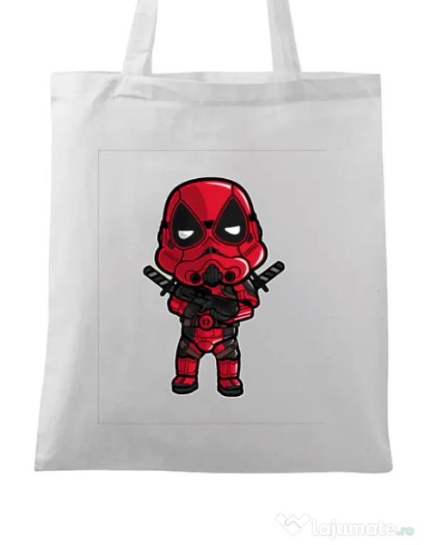 Sacosa din panza Deadtrooper Alb