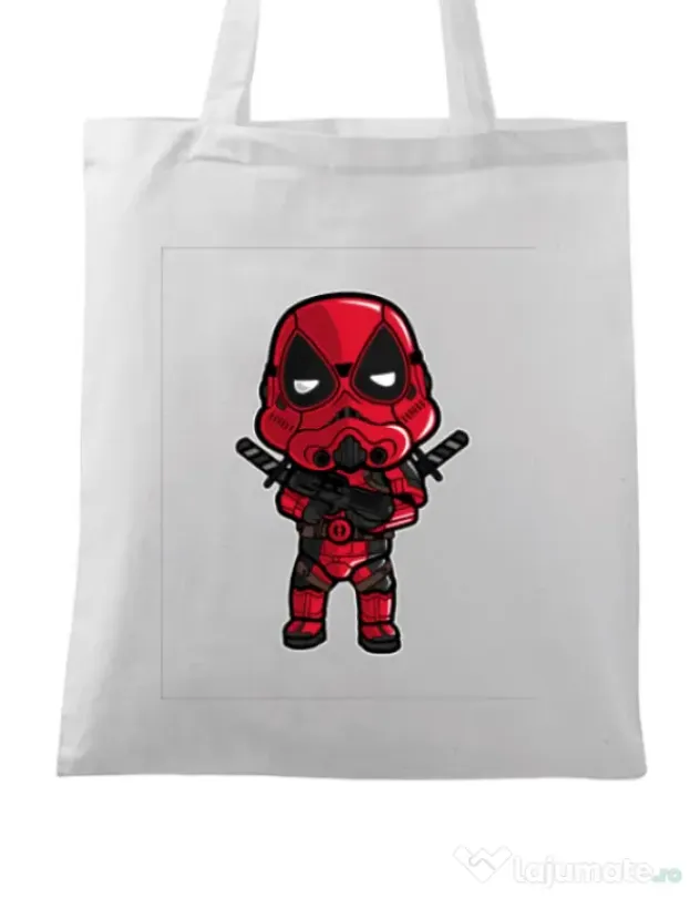 Sacosa din panza Deadtrooper Alb