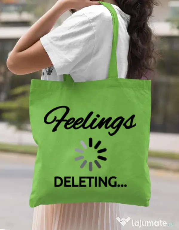 Sacosa din panza Deleting feelings Verde mar