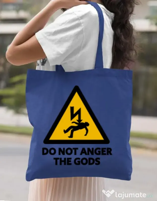 Sacosa din panza Do not anger the gods Albastru regal