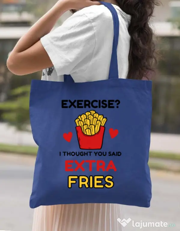 Sacosa din panza Exercise extra fries Albastru regal