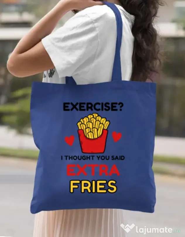 Sacosa din panza Exercise extra fries Albastru regal