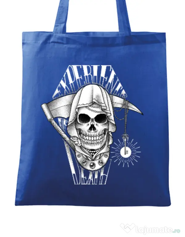 Sacosa din panza Experience death Albastru regal