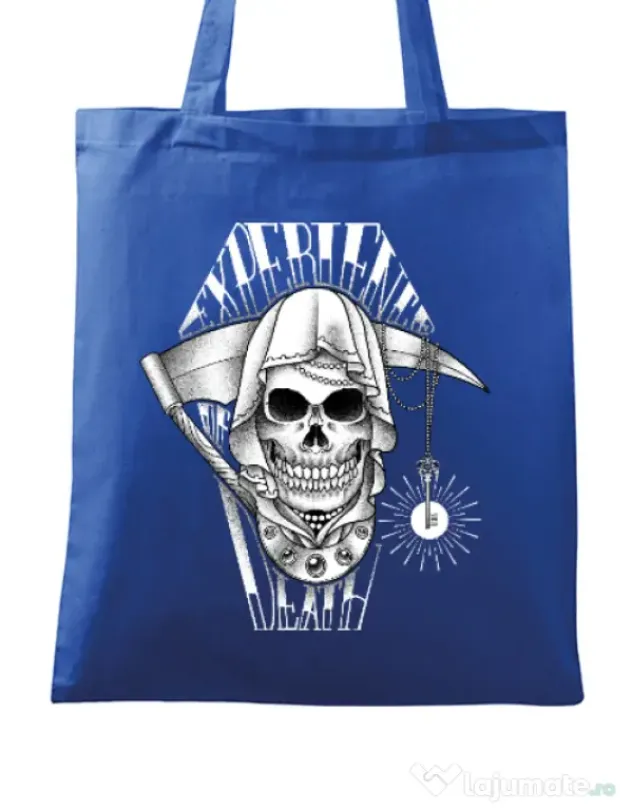 Sacosa din panza Experience death Albastru regal