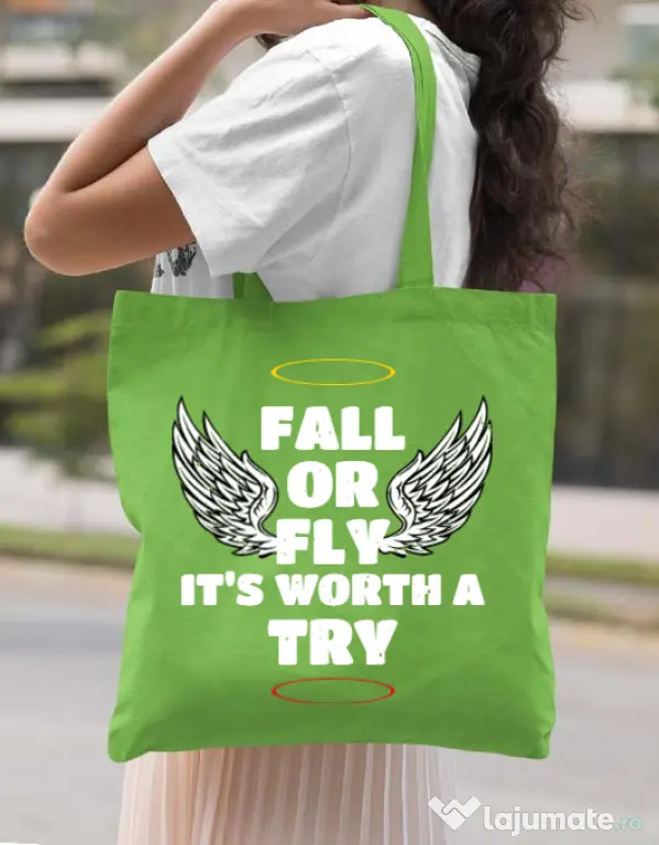 Sacosa din panza Fall or fly Verde mar