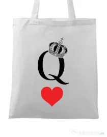 Sacosa din panza Fancy queen Alb