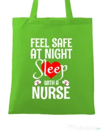Sacosa din panza Feel safe at night Verde mar