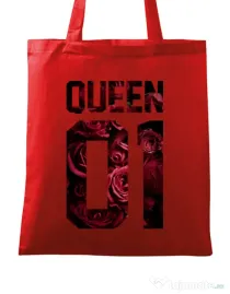 Sacosa din panza Flower queen Rosu