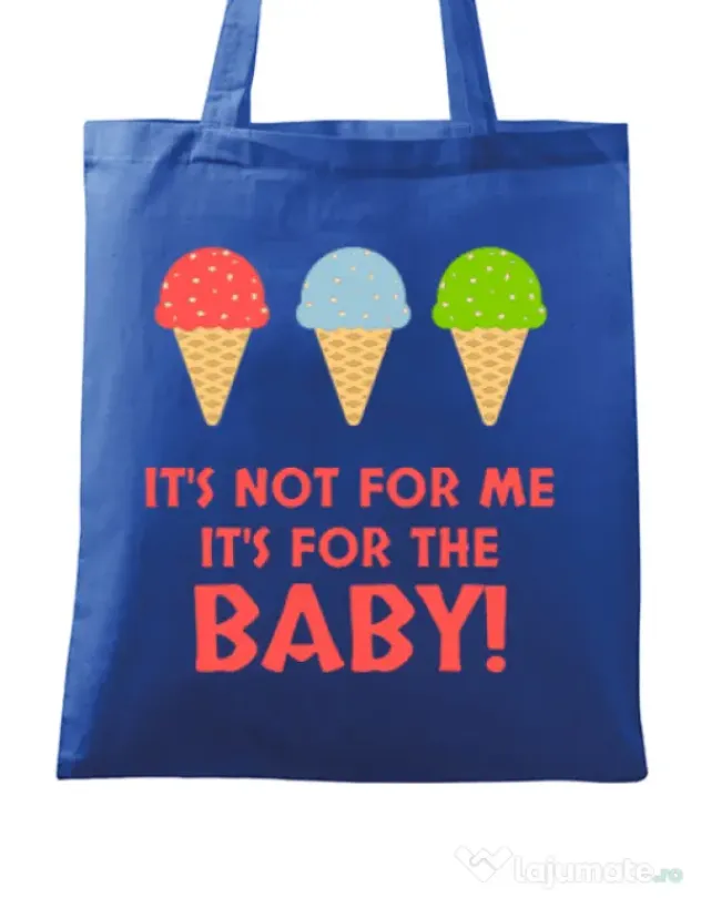 Sacosa din panza For the baby Albastru regal