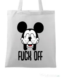 Sacosa din panza Fuck off Alb