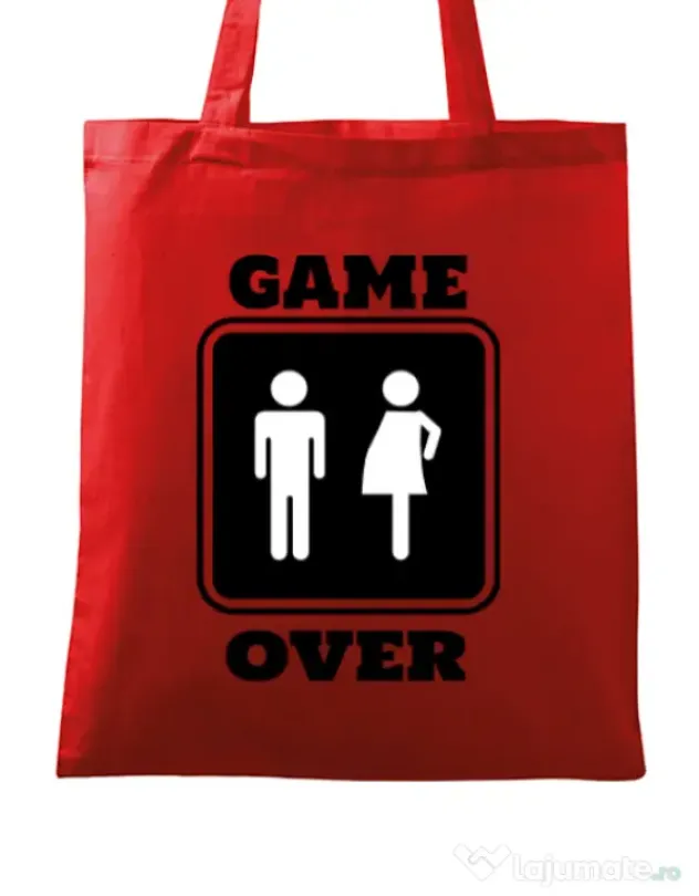 Sacosa din panza Game over pregnant Rosu
