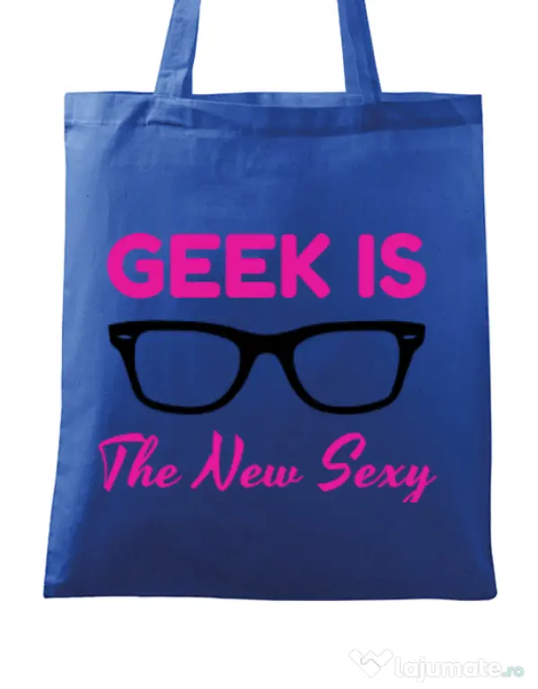 Sacosa din panza Geek is the new sexy Albastru regal