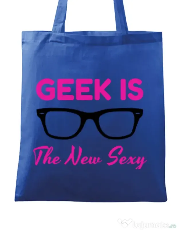 Sacosa din panza Geek is the new sexy Albastru regal