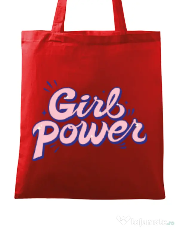 Sacosa din panza Girl power Rosu