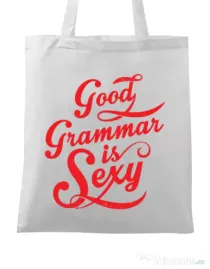 Sacosa din panza Good grammar Alb