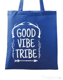 Sacosa din panza Good vibe tribe Albastru regal