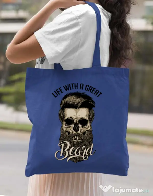 Sacosa din panza Great beard Albastru regal