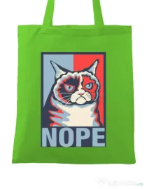 Sacosa din panza Grumpy cat Nope Verde mar