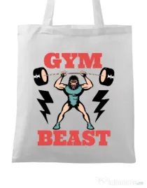 Sacosa din panza Gym Beast Alb