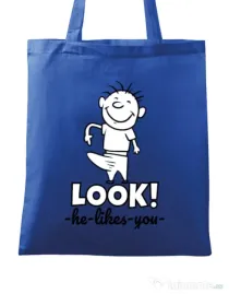 Sacosa din panza He likes you Albastru regal