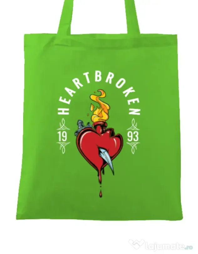Sacosa din panza Heartbroken Verde mar