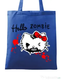 Sacosa din panza Hello zombie Albastru regal