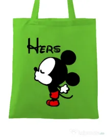 Sacosa din panza Hers Mickey Verde mar