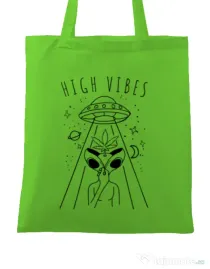 Sacosa din panza High vibes Verde mar