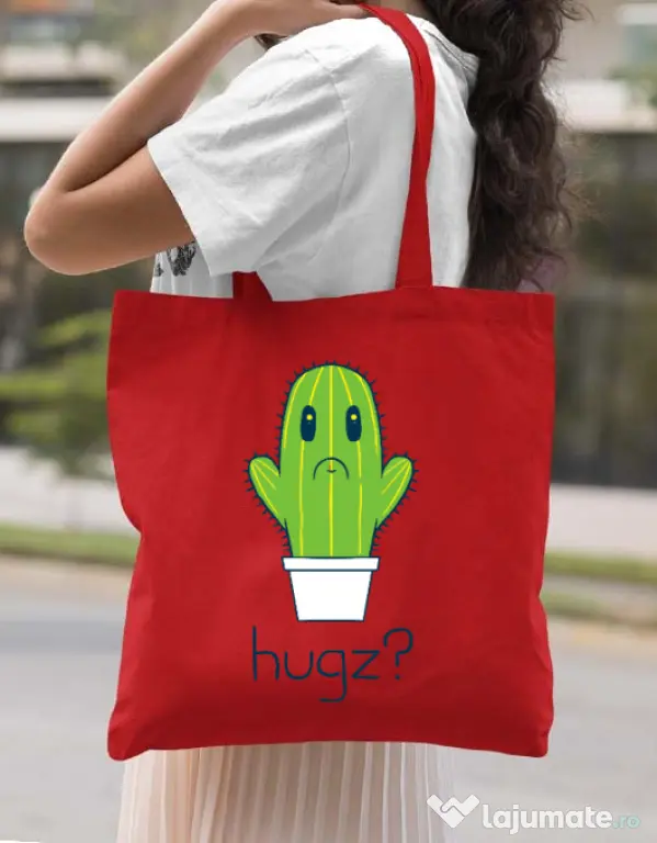 Sacosa din panza Hugz Rosu