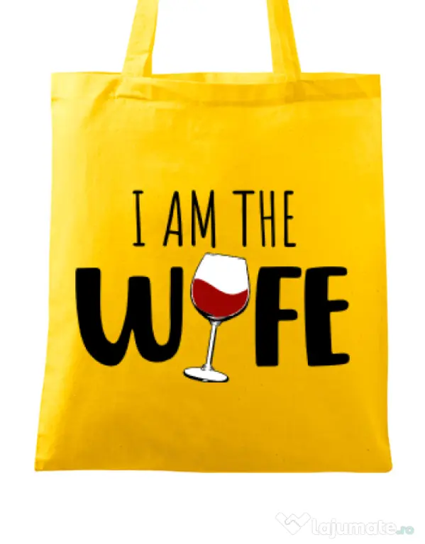 Sacosa din panza I am the wife Galben