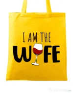 Sacosa din panza I am the wife Galben