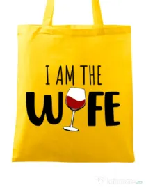 Sacosa din panza I am the wife Galben
