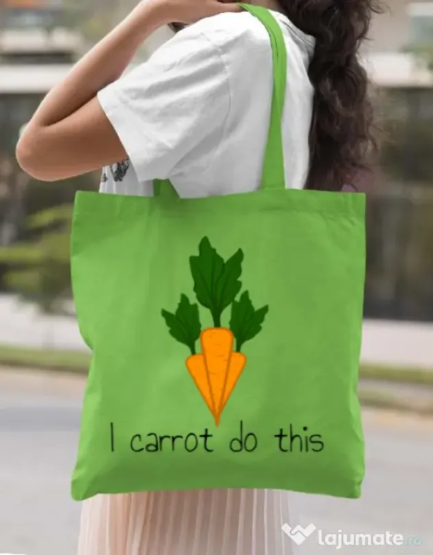 Sacosa din panza I carrot do this Verde mar