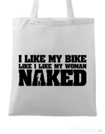 Sacosa din panza I like my bike Alb