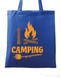Sacosa din panza I love Camping Albastru regal