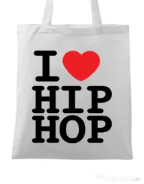 Sacosa din panza I love hip hop Alb