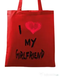 Sacosa din panza I love my girlfriend Rosu