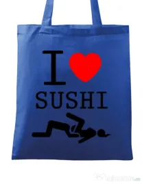 Sacosa din panza I love sushi Albastru regal