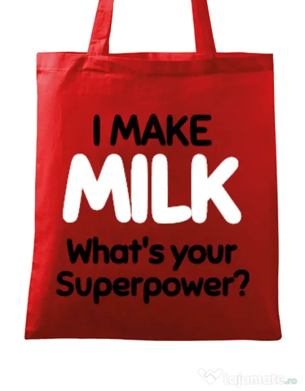 Sacosa din panza I make milk Rosu